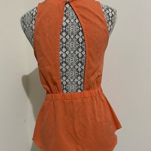 RETROD Peplum Blouse with Open Back